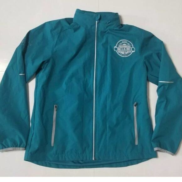 PERRY ELLIS WINDBREAKER JACKET ZIP OFF HOOD MIAMI SUPER BOWL LIV 2020 TEAL SZ M - Picture 10 of 11